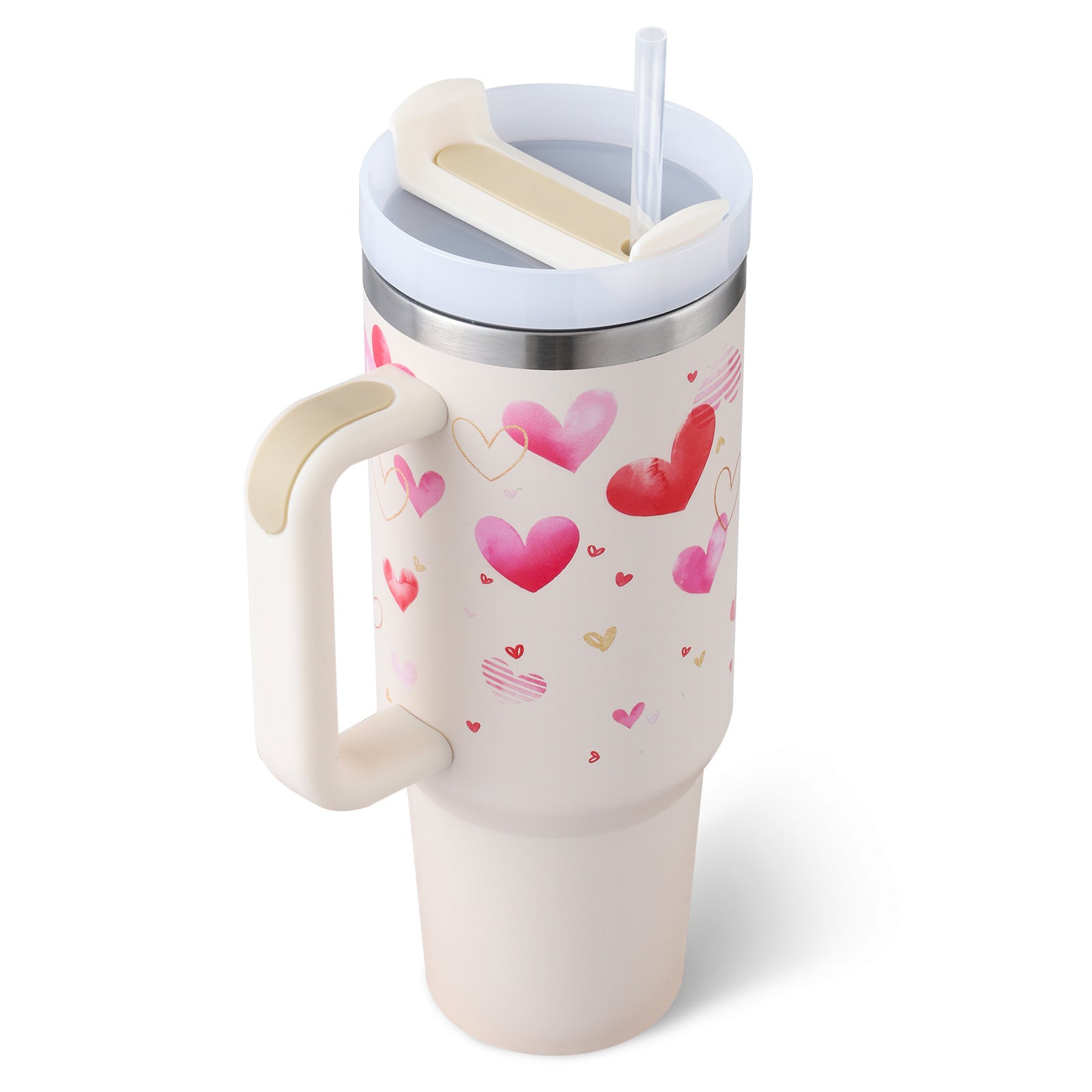 Stainless Steel Tumbler with Handle & Straw