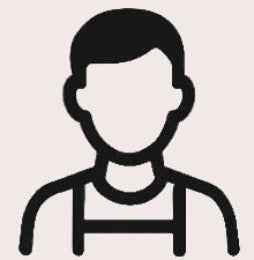 Black and white icon of a person