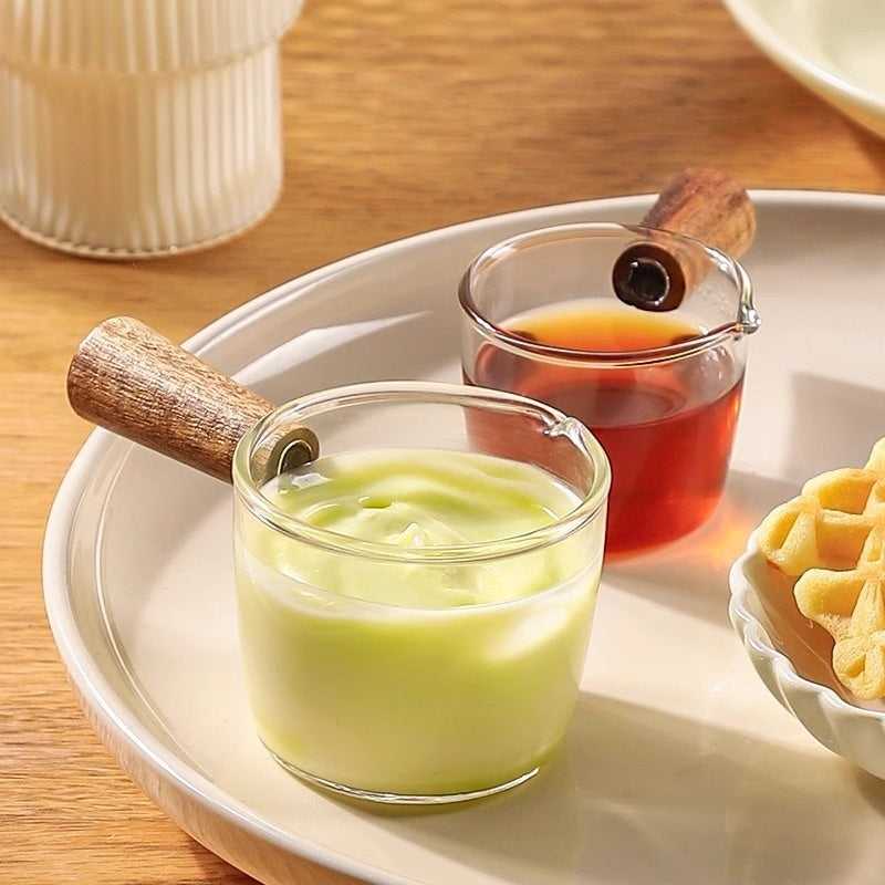 Glass With Scale Espresso Extraction Measuring Cup Wooden Handle