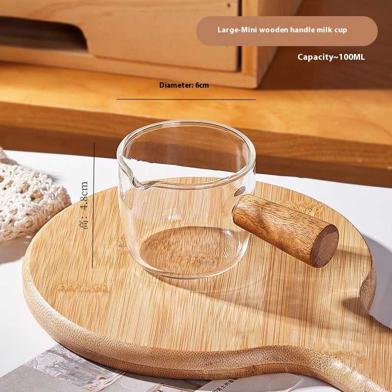 Glass With Scale Espresso Extraction Measuring Cup Wooden Handle