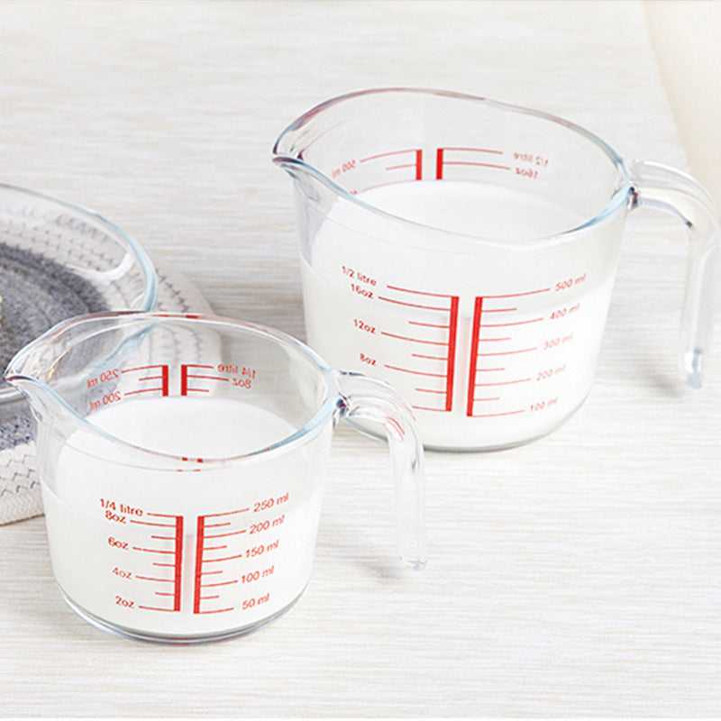 Phoenix tempered glass measuring cup 500ml with scale milk cup baking kitchen heat resistant microwave oven
