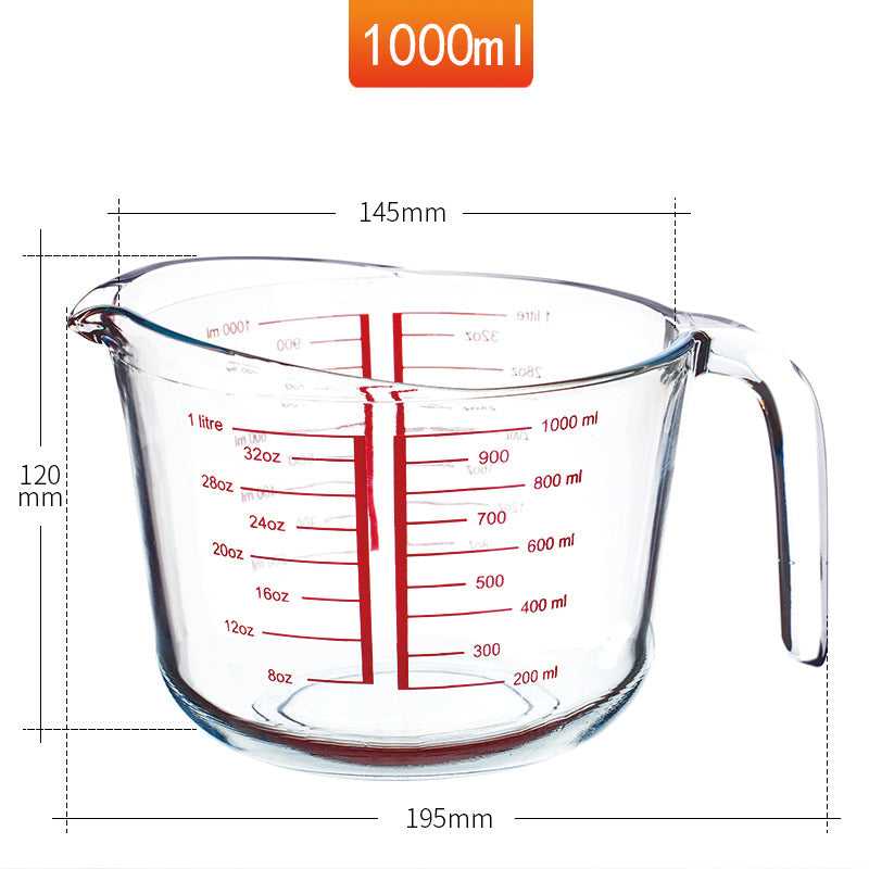 Phoenix tempered glass measuring cup 500ml with scale milk cup baking kitchen heat resistant microwave oven