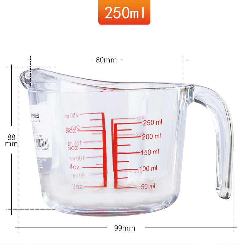 Phoenix tempered glass measuring cup 500ml with scale milk cup baking kitchen heat resistant microwave oven
