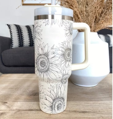 Stainless Steel Tumbler with Handle & Straw